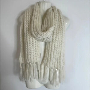 Minicci Cream Color Shimmer Scarf Super Soft & Cozy 80" L X 11" W and 5" Fringe
